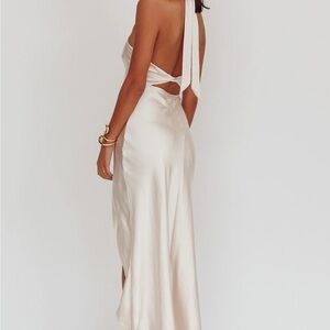 Halterneck Twist back maxi dress Champagne